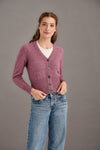POSSUM & MERINO WOMEN'S  RIB CARDIGAN 5034