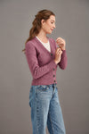 POSSUM & MERINO WOMEN'S  RIB CARDIGAN 5034