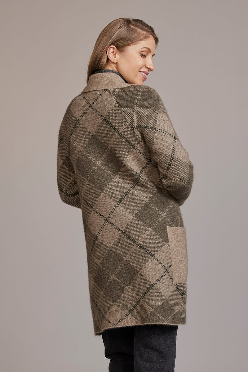 POSSUM & MERINO WOMEN'S TARTAN OVERCOAT 5044