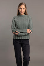 POSSUM & MERINO WOMEN'S CABLE CREW JUMPER 5054