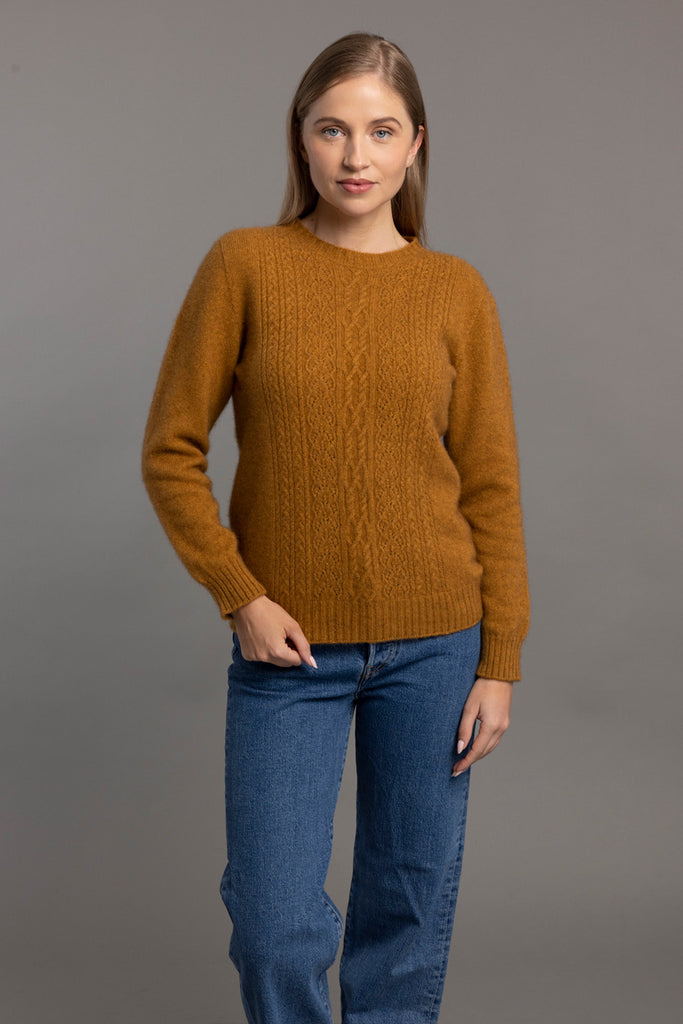 POSSUM & MERINO WOMEN'S CREW NECK JUMPER WITH LACE DETAIL 6129