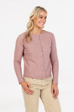 POSSUM & MERINO WOMEN'S CARDIGAN WITH PAUA SHELL BUTTONS NB872
