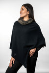 POSSUM & MERINO WOMEN'S PONCHO WITH FUR TRIM KO523