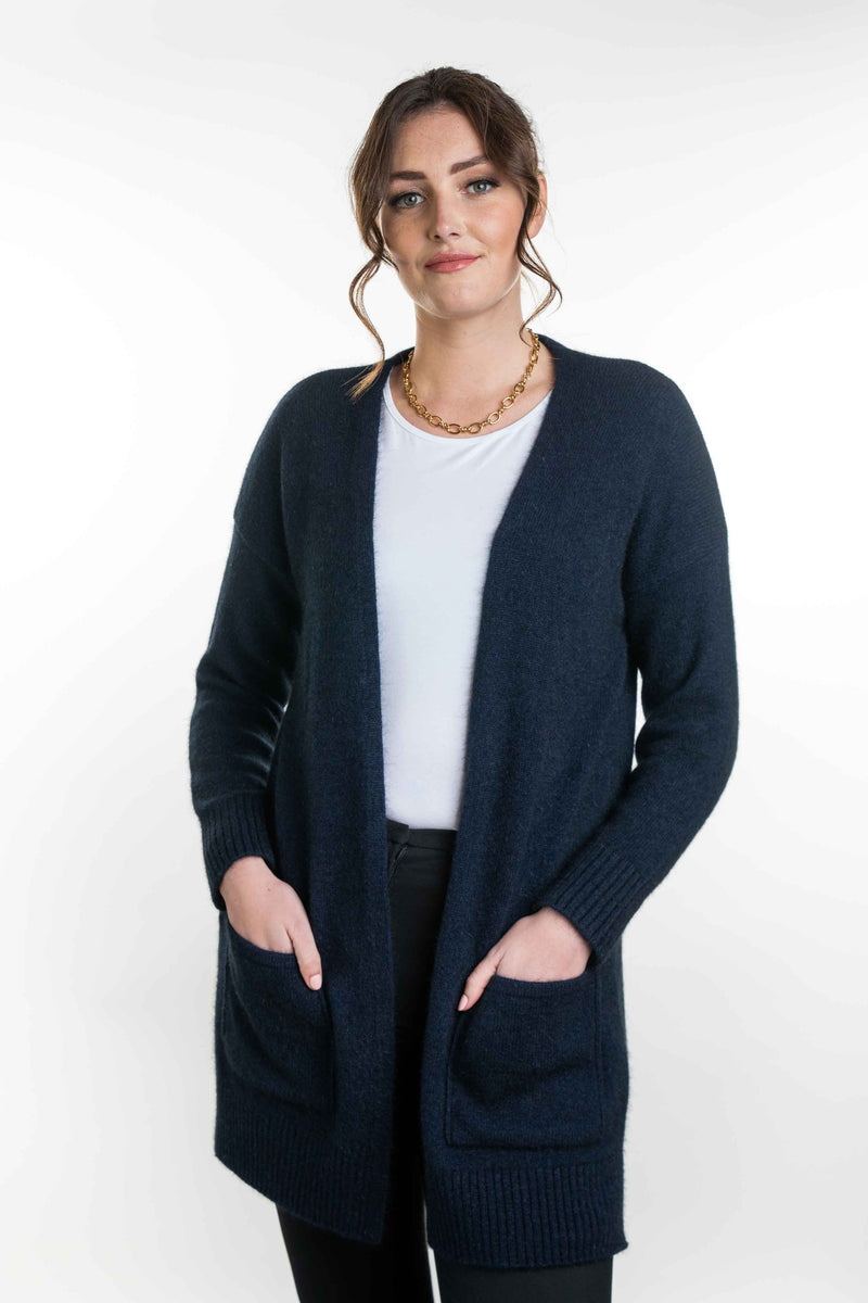 Longline navy cardigan best sale