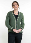 POSSUM & MERINO WOMEN'S V NECK CARDIGAN WITH CONTRAST TRIM KO561