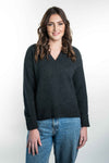 POSSUM & MERINO WOMEN'S V NECK RIBBED JUMPER KO564