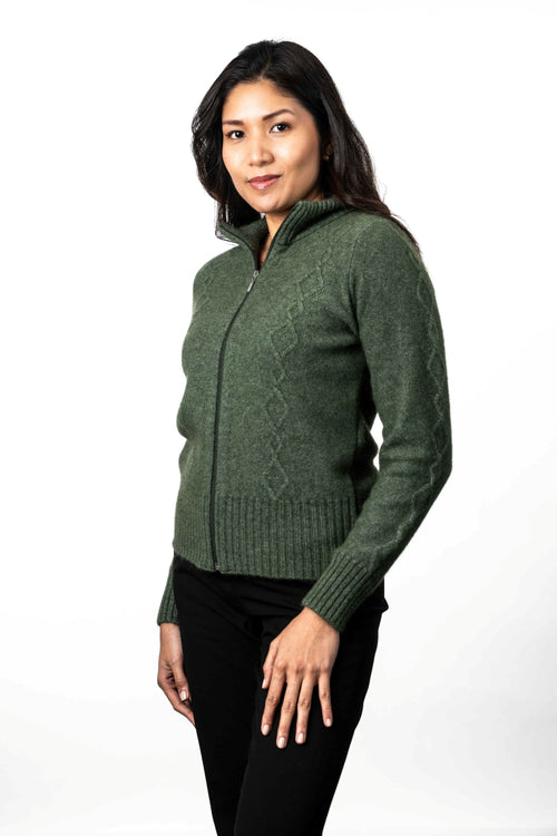 POSSUM & MERINO WOMEN’S JACKET CABLE KO567