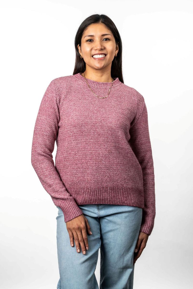 POSSUM & MERINO MOSS STITCH PLATED CREW NECK JUMPER KO574