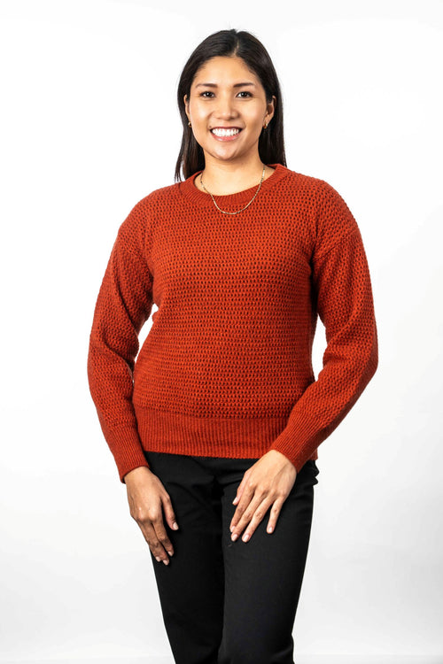 POSSUM & MERINO CREW NECK CROCHET KNIT JUMPER KO577