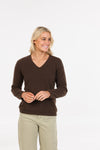 POSSUM & MERINO WOMEN'S V NECK SWEATER NB896