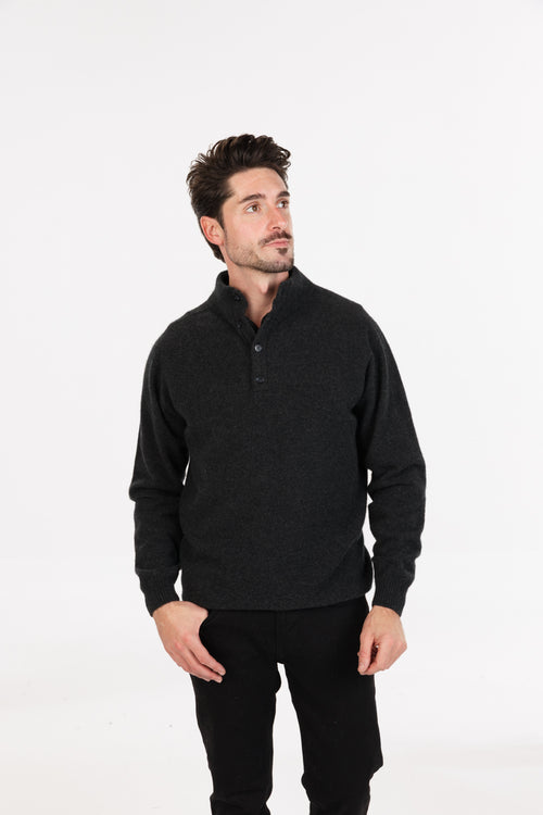 POSSUM, MERINO MEN'S SWEATER WITH BUTTON COLLAR NB437