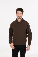 POSSUM, MERINO MEN'S SWEATER WITH BUTTON COLLAR NB437