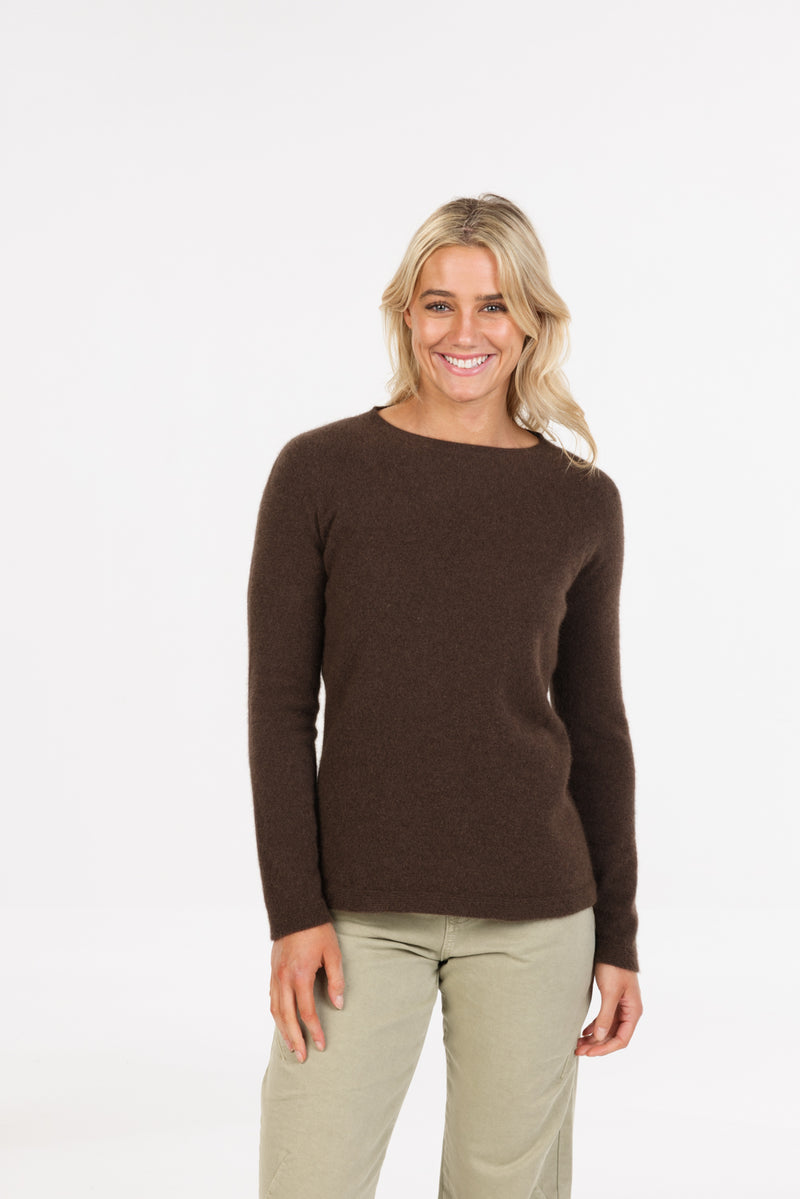 POSSUM & MERINO WOMEN'S CREW NECK PLAIN SWEATER NB682