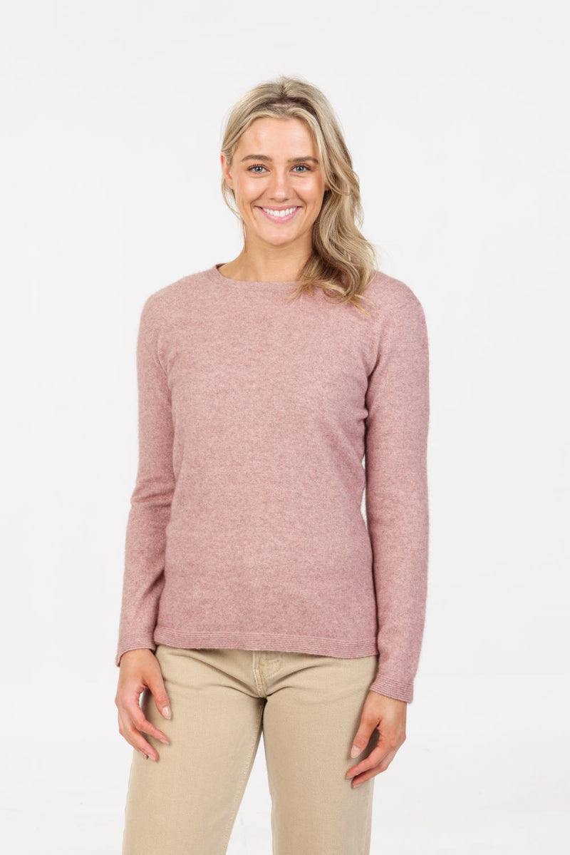 POSSUM & MERINO WOMEN'S CREW NECK PLAIN SWEATER NB682