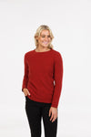 POSSUM & MERINO WOMEN'S CREW NECK PLAIN SWEATER NB682