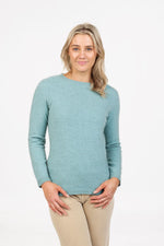 POSSUM & MERINO WOMEN'S CREW NECK PLAIN SWEATER NB682