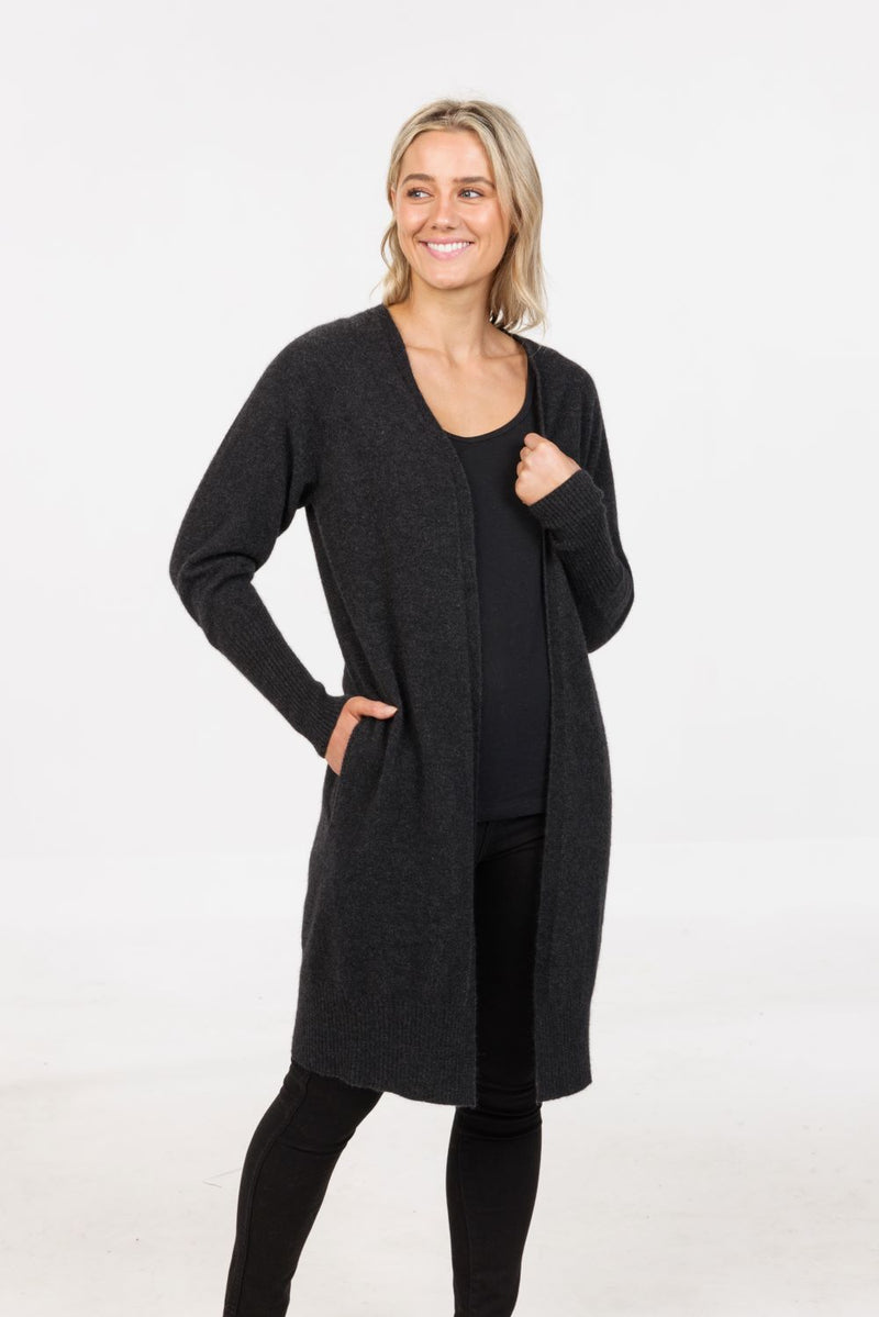 POSSUM & MERINO WOMEN'S LONG CARDIGAN NB834