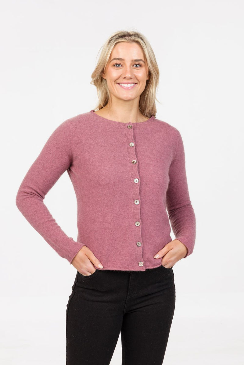 POSSUM & MERINO WOMEN'S CARDIGAN WITH PAUA SHELL BUTTONS NB872