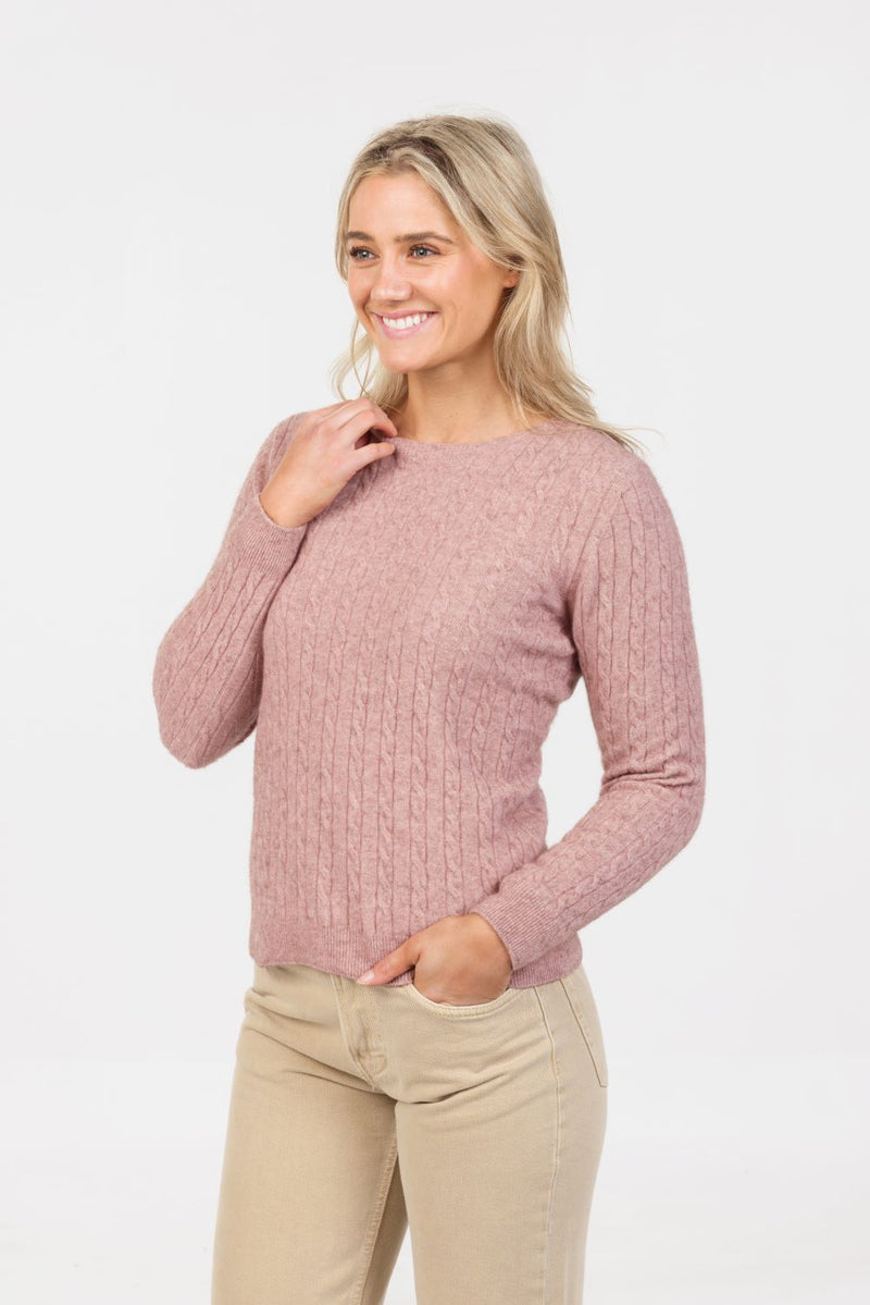 POSSUM & MERINO WOMEN’S CABLE CLASSIC CARDIGAN NB886