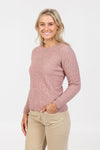 POSSUM & MERINO WOMEN’S CABLE CLASSIC SWEATER NB885
