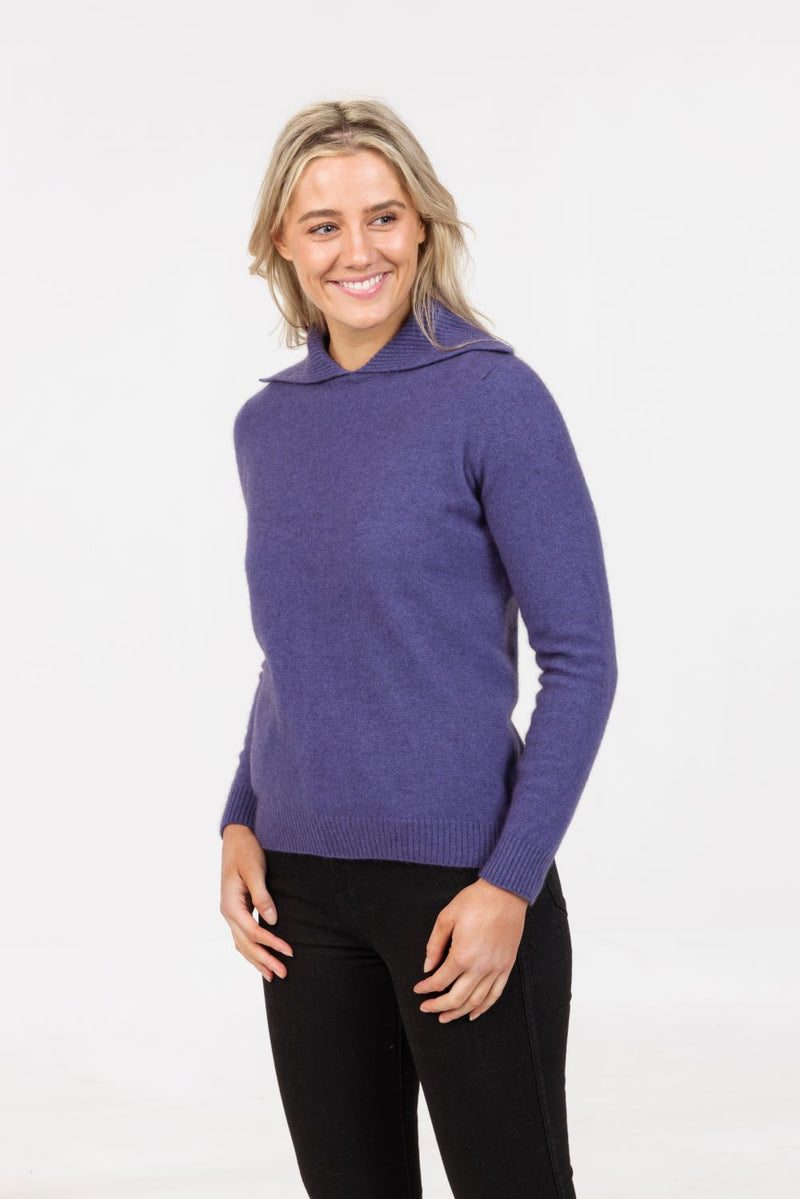 POSSUM & MERINO WOMEN’S COLLAR SWEATER NB891