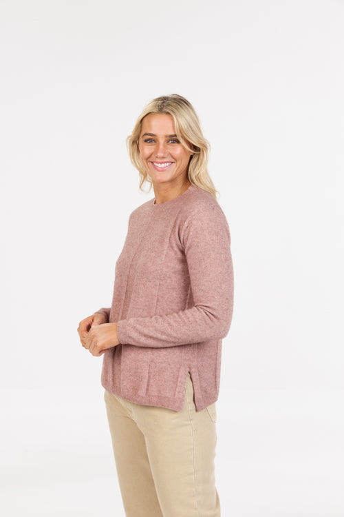POSSUM & MERINO WOMEN’S SWEATER ALTERNATE STRIPE NB904