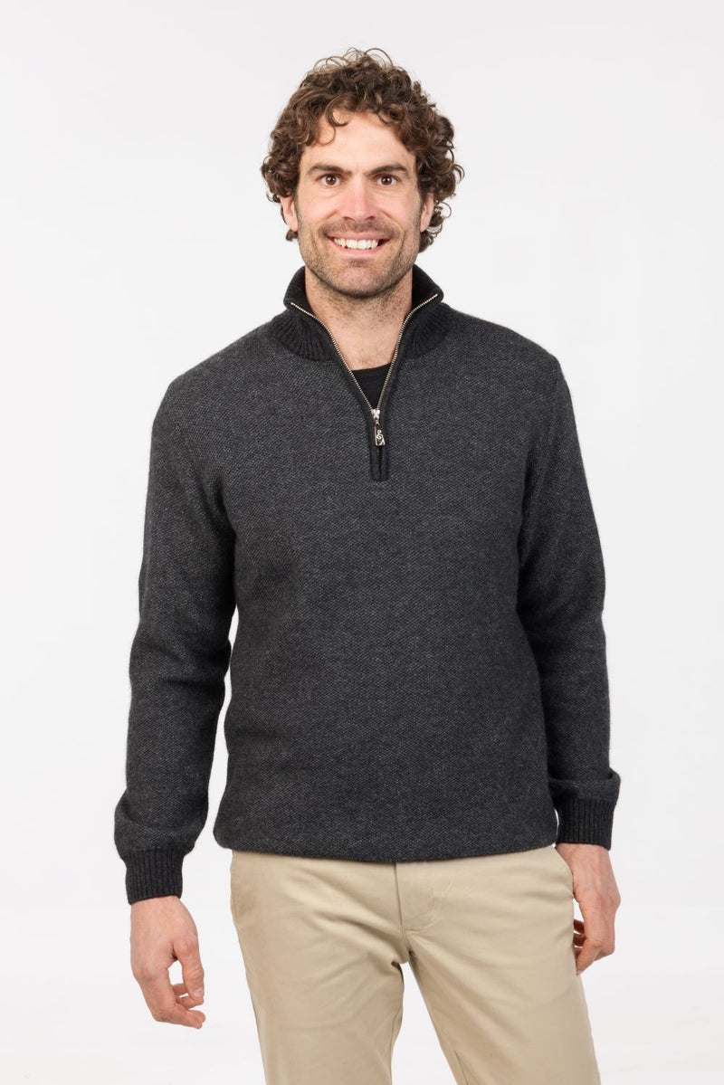 TEXTURED HALF ZIP SWEATER NE338