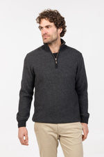 TEXTURED HALF ZIP SWEATER NE338