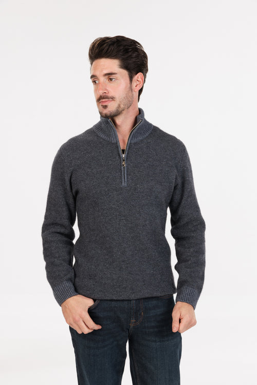 TEXTURED  HALF ZIP  SWEATER NB338