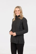 POSSUM & MERINO WOMEN’S BUTTONED ASYMMETRIC JACKET NS664