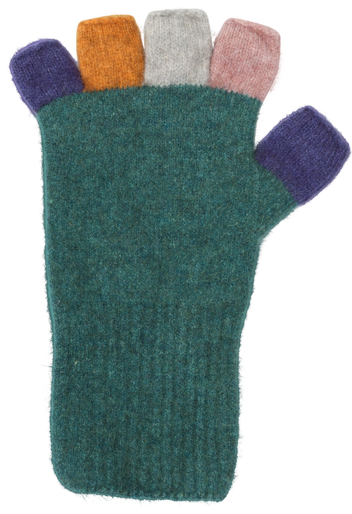 POSSUM,MERINO FINGERLESS GLOVES - MULTI COLOURED NX812