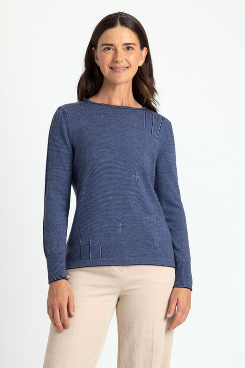 MERINO WOMEN'S CREW NECK FINE STRIPE JUMPER RM2394