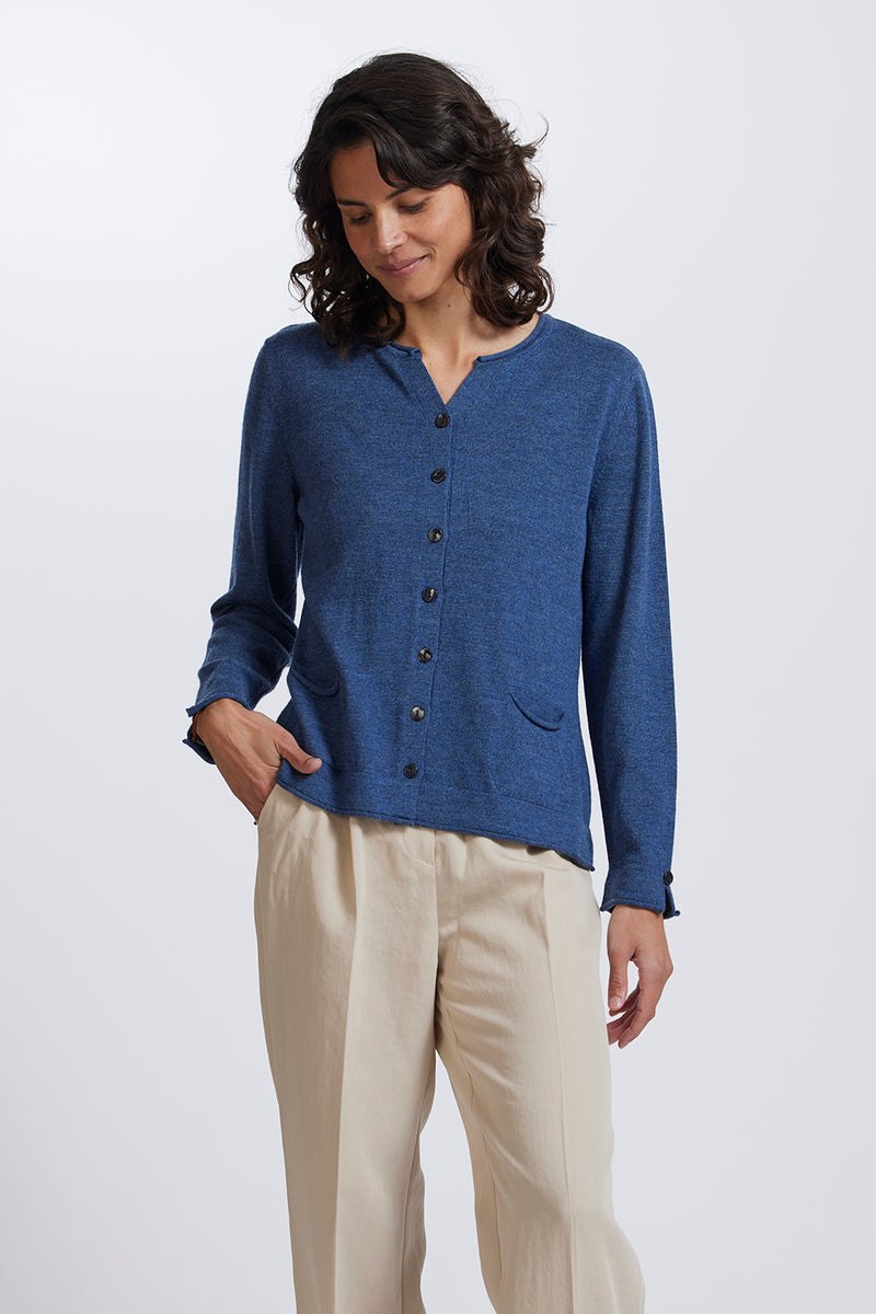 RM2404 Pocket Cardigan with Natural Shell Buttons