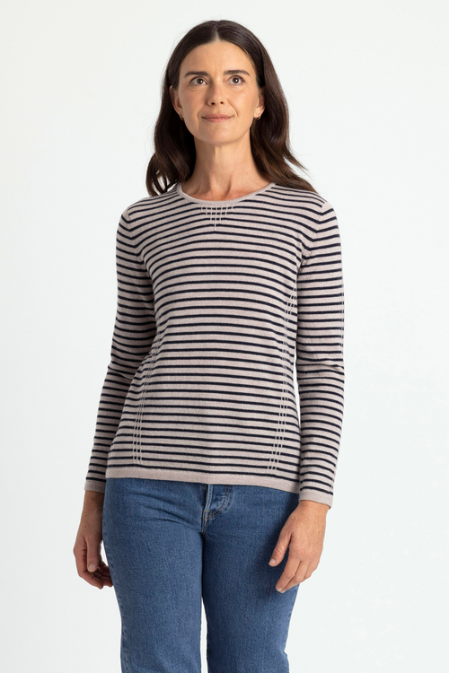 MERINO WOMEN'S STRIPED TUCK STITCH JUMPER RM2515