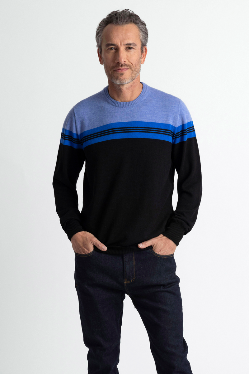 ROYAL MERINO MEN'S VERIEGATED CREW NECK SWEATER RM3028