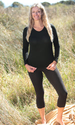100% MERINO WOMEN'S SCOOP NECK LONG SLEEVE TOP - NEW ZEALAND MADE