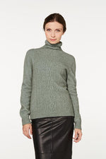 6128 Possum Merino Polo Neck Jersey with Lace Detail
